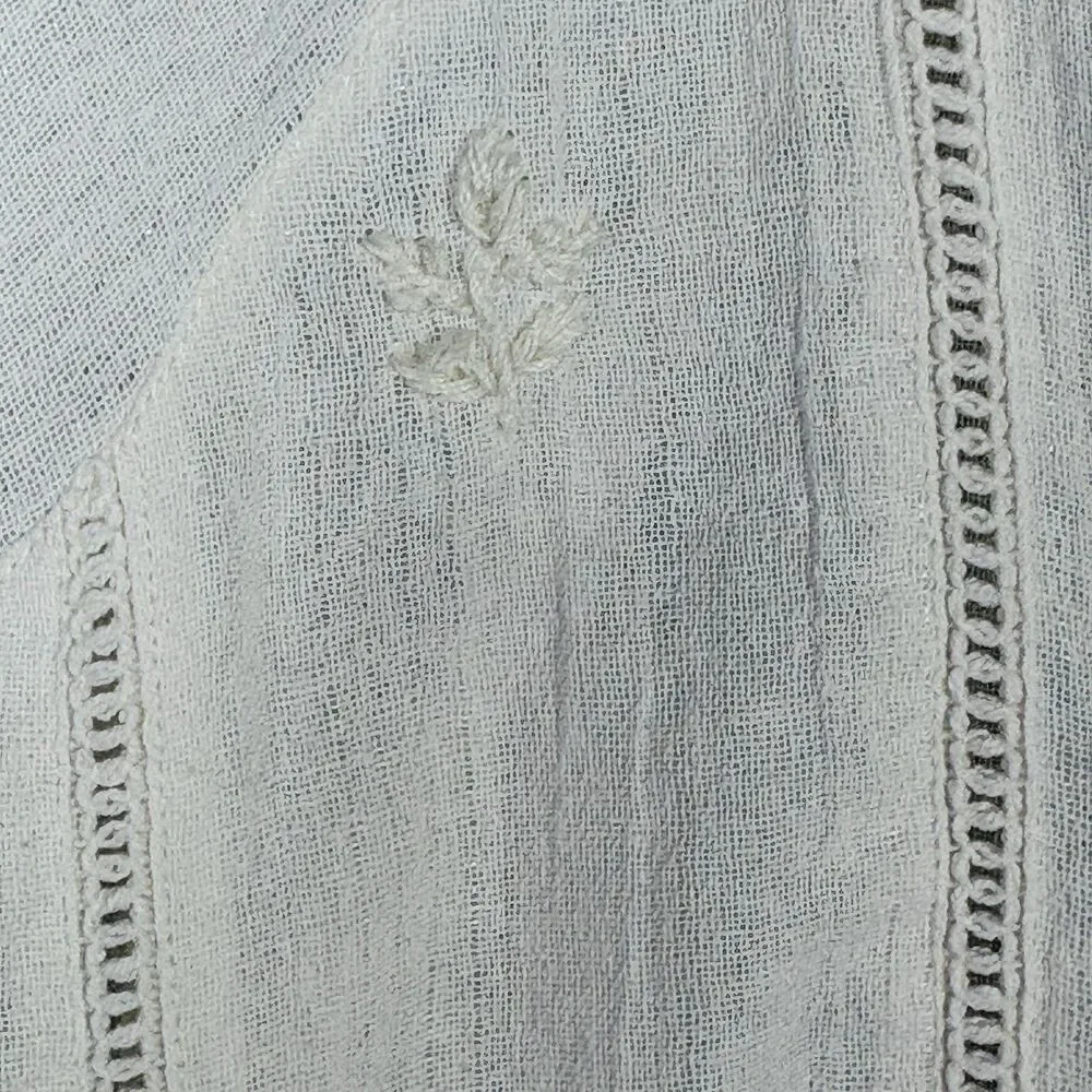 House of Harlow 1960 Boho Top Size L Ivory Embroidered Romantic Cottagecore - Picture 11 of 15